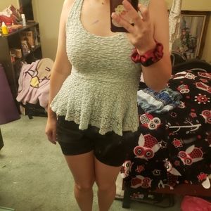 Pins & needles ruffle lace mint teal tank top